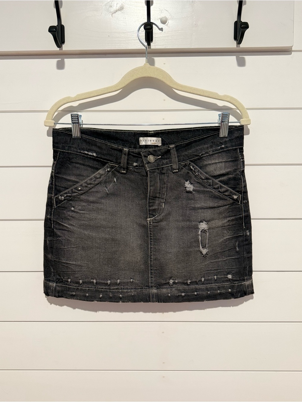 Fitigues Black‎ Denim Mini Skirt Grunge Goth Y2K 
 Size 27